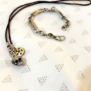 Silver Skull and Gold Necklace and Diesel bracelet